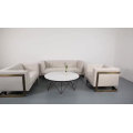 Wholesale Nordic Furniture White Fabric Brass Metal Frame Living Room One Seater Sofa